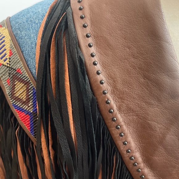 Vintage Brown and Black Fringe Women's Jacket - Picture 2 of 6